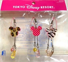 Tokyo Disney Mickey Mouse Charm Strap Mobile Phone Keychain Set Japan