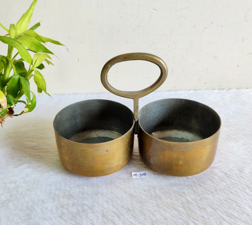 Vintage old brass serving bowl - brass,