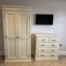 Cream wardrobe and 5 Drawer