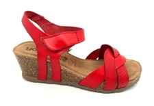 Ladies Yokono CADIZ CORAL Leather Wedge Sandals