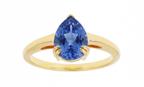 Neelam pear solitaire ring - solitaire,