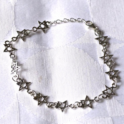 Silver pentagram bracelet open - bracelet,