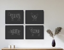 Set of 4 Butcher Prints