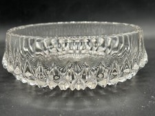 VINTAGE LARGE SHALLOW ART DECO LEAD CRYSTAL GLASS FRUIT SERVING BOWL PRETTY
