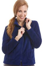 Camille Zip Front Soft Fleece Bed Jacket - Blue, Red or Purple
