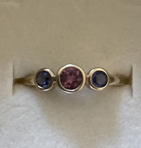 Pink and blue tourmaline ring - pink,