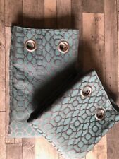 Next Woven Geo TEAL GREY Eyelet Lined Curtains  53x54 (135x137 CM