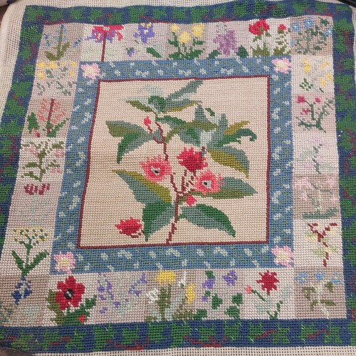 Worked tapestry canvas cushion - worked,