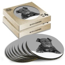 8 x Boxed Round Coasters - BW