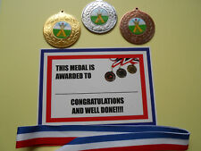 CRICKET MEDALS MEDALS 50  MM METAL /RIBBON / CERTIFICATES/ CARDS X 5