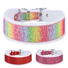 Wide Bling Leather Dog Collar