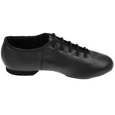 Black Leather Split Rubber Sole Jazz Dance Shoes UK 10 Child to 8 Adult