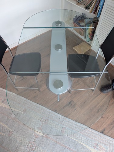 Heavy glass table and chairs