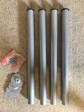 IKEA Metal table legs GREY x 4 with fixings STURDY OFFICE KITCHEN TABLE LEGS