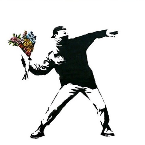 Banksy flower bomber print - bomber,