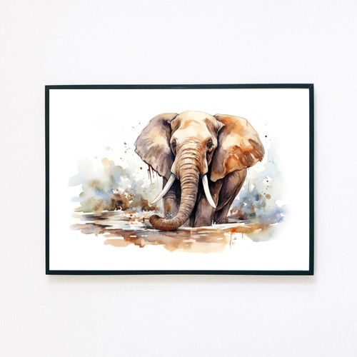 Watercolour elephant painting - watercolour,