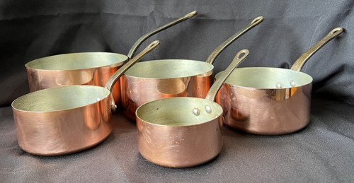 Vintage copper saucepan set - 5,