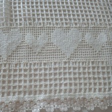 Vintage Cream  Cafe Curtain Valance Hearts Cottage Kitchen Shabby Chic Holland