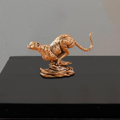 Brass leopard ornament desk - leopard,