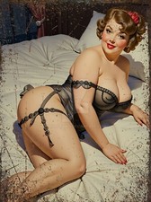 Sexy 1950s Pinup Classic vintage car garage man cave shed plaque bedroom