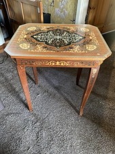 Mid Century Italian Sorrento Inlaid Musical Box Table Working and With Key