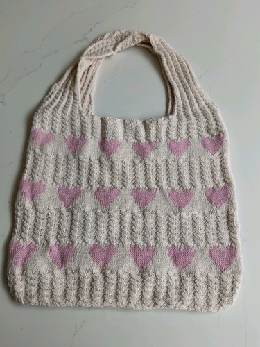 Cream pink bag love - bag, heart