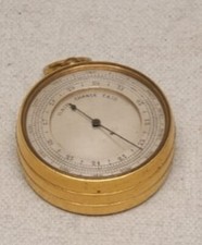 Antique Brass Aneroid Pocket Barometer Circa 1900s