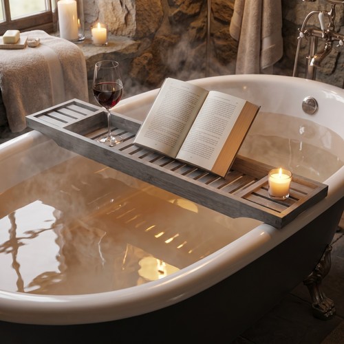 Luxury bamboo bath caddy - bamboo,