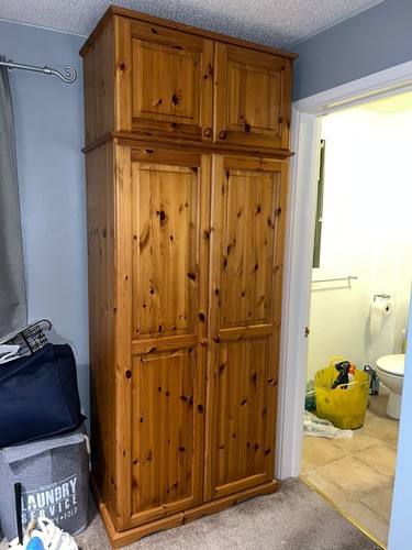 Vintage wooden wardrobe - wardrobe,