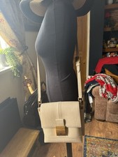 Charles and Keith Women's Handbag Crossbody Cream Gold Accents