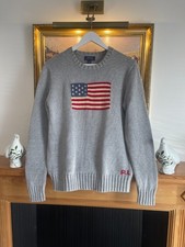 Polo Ralph Lauren American Flag Jumper Grey Boys L 14-16 Fits Men's M 20" P2P