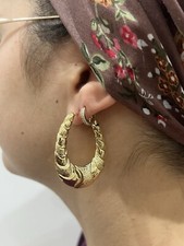 Women’s 9ct Large Creole Gold Hoop Earrings - 1.8 INCH LONG - Fully Hallmarked