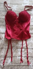 Ladies Bright Red Lacy Basque