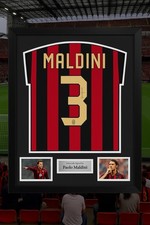 Signed Framed AC Milan Shirt by Paolo Maldini Italy