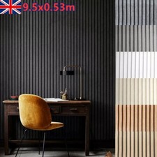 Wall Panel Effect Wallpaper Wood Slat Wall Paper Wooden Stripes 3D Wall Cover UK