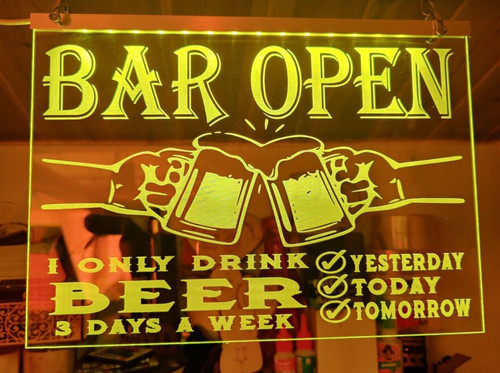 Bar open mancave led - bar,