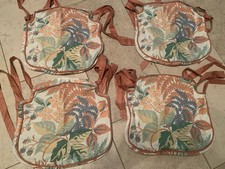 4 Vintage Seat Pad Cushion Covers Spindle Back Chair With Ties 31x32cm B98