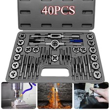 40Pcs Tap and Die Set Metric Size M3 to M12 Bearing Steel Threading Tool Kit UK