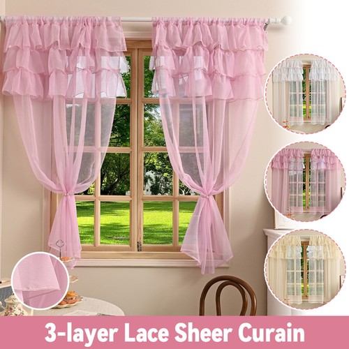 Lace ruffle sheer curtain for - ruffle,