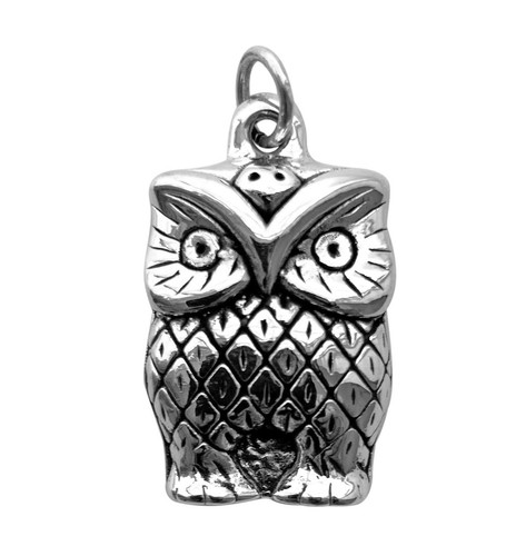 Silver owl pendant - silver, in