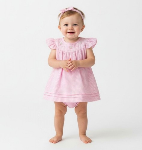Baby girls pink gingham
