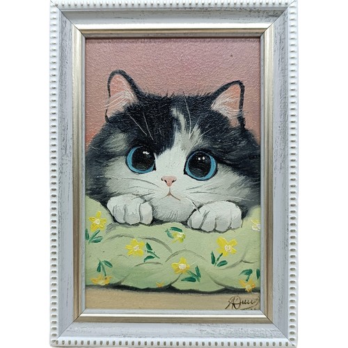 Cute cat big - original, oil