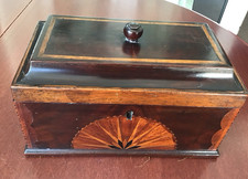 Antique Mahogany Inlaid  Marquetry Tea Caddy