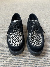UNDERGROUND Wulfrun Creepers Black Suede/Hair-On Leather Animal Print Size 5