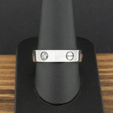 (PRI) Cartier 18ct White Gold Love Ring Classic 3 Diamonds (Certificated)