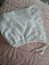 Broderie Anglaise Cream Summer Bonnet 0-3 Months Baby Girls Traditional Sun Hat