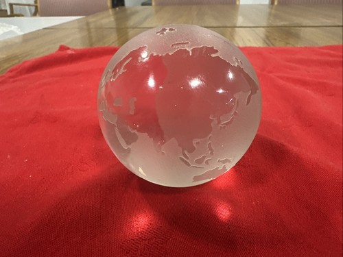 Etched glass globe paperweight - etched,
