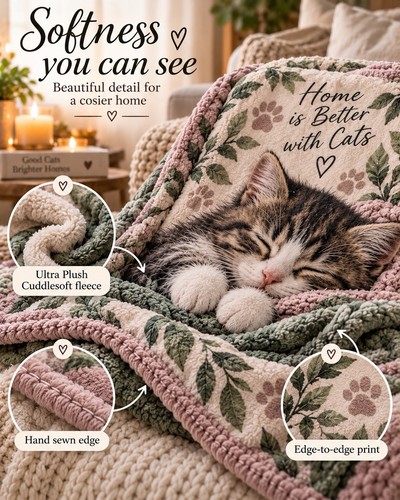 Cosy cat fleece throw blanket - fleece,