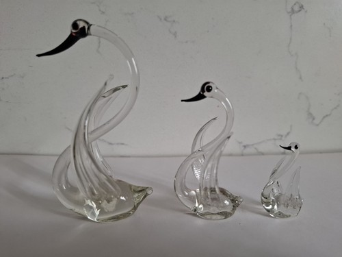 Trio vintage hand blown - hand, clear