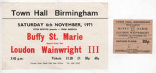1971 Buffy St. Marie Ticket & Flyer Birmingham Loudon Wainwright III Vintage